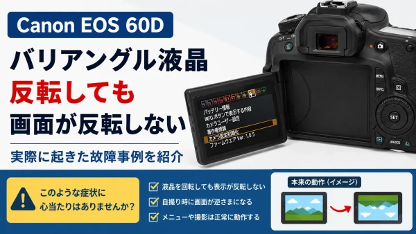 Canon EOS 60D 故障事例｜バリアングル液晶が回転しても画面が反転しない症状